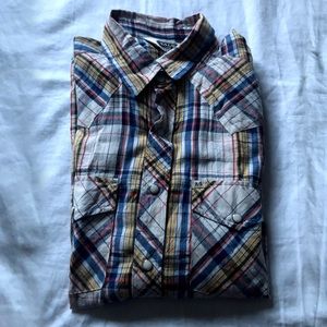 Salt Valley Western Plaid Collared Shirt (Sz: S)